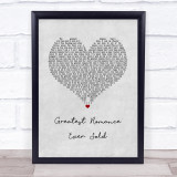 Prince The Greatest Romance Ever Sold Grey Heart Song Lyric Wall Art Print