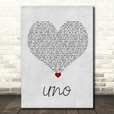 Rex Orange County UNO Grey Heart Song Lyric Wall Art Print