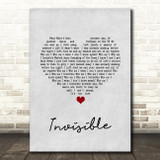 5 Seconds Of Summer Invisible Grey Heart Song Lyric Quote Music Print
