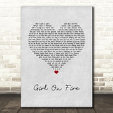 Alicia Keys Girl On Fire Grey Heart Song Lyric Quote Music Print