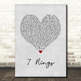 Ariana Grande 7 Rings Grey Heart Song Lyric Quote Music Print