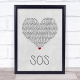 Avicii SOS Grey Heart Song Lyric Quote Music Print