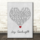 Beth Nielsen Chapman Say Goodnight Grey Heart Song Lyric Quote Music Print