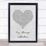 Billie Eilish My Strange Addiction Grey Heart Song Lyric Quote Music Print