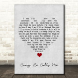 Billie Holiday Crazy He Calls Me Grey Heart Song Lyric Quote Music Print
