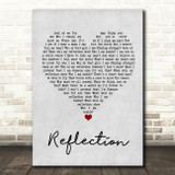 Christina Aguilera Reflection Grey Heart Song Lyric Quote Music Print