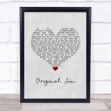 Elton John Original Sin Grey Heart Song Lyric Quote Music Print