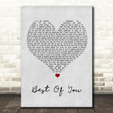 Foo Fighters Best Of You Grey Heart Song Lyric Quote Music Print