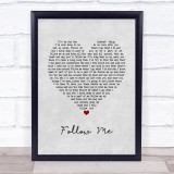 John Denver Follow Me Grey Heart Song Lyric Quote Music Print