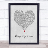Johnny Cash Ring Of Fire Grey Heart Song Lyric Quote Music Print