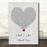 Jonas Blue What I Like About You Grey Heart Song Lyric Quote Music Print