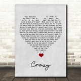 Kenny Rogers Crazy Grey Heart Song Lyric Quote Music Print