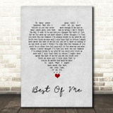 Michael Buble Best Of Me Grey Heart Song Lyric Quote Music Print