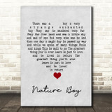 Nat King Cole Nature Boy Grey Heart Song Lyric Quote Music Print