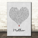 Pink Floyd Mother Grey Heart Song Lyric Quote Music Print