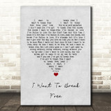 Queen I Want To Break Free Grey Heart Song Lyric Quote Music Print