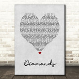 Rihanna Diamonds Grey Heart Song Lyric Quote Music Print