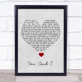 Stevie Wonder You And I Grey Heart Song Lyric Quote Music Print