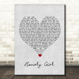 UB40 Homely Girl Grey Heart Song Lyric Quote Music Print
