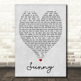Bobby Hebb Sunny Grey Heart Song Lyric Quote Print