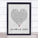 Elvis Presley Heartbreak Hotel Grey Heart Song Lyric Quote Print