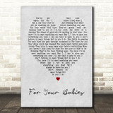 Simply Red For Your Babies Grey Heart Song Lyric Quote Print