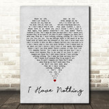 Whitney Houston I Have Nothing Grey Heart Song Lyric Quote Print