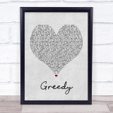 Ariana Grande Greedy Grey Heart Song Lyric Quote Print