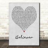 Imagine Dragons Believer Grey Heart Song Lyric Quote Print