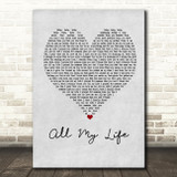 K-Ci & JoJo All My Life Grey Heart Song Lyric Quote Print