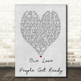 One Love People Get Ready Bob Marley Grey Heart Song Lyric Quote Print