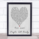 One Love People Get Ready Bob Marley Grey Heart Song Lyric Quote Print