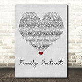 Pink Family Portrait Grey Heart Song Lyric Quote Print