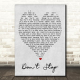 Don't Stop Fleetwood Mac Grey Heart Song Lyric Quote Print