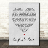 English Rose Paul Weller Grey Heart Song Lyric Quote Print