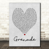 Grenade Bruno Mars Grey Heart Song Lyric Quote Print