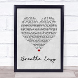 Blue Breathe Easy Grey Heart Song Lyric Quote Print