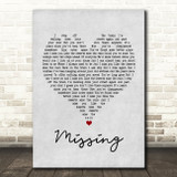 Everything But The Girl Missing Grey Heart Song Lyric Quote Print