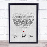 Gavin DeGraw You Got Me Grey Heart Song Lyric Quote Print