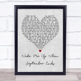 Green Day Wake Me Up When September Ends Grey Heart Song Lyric Quote Print