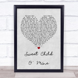 Guns N' Roses Sweet Child O' Mine Grey Heart Song Lyric Quote Print