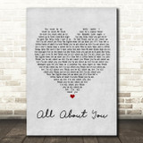 Hilary Duff All About You Grey Heart Song Lyric Quote Print