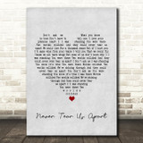 INXS Never Tear Us Apart Grey Heart Song Lyric Quote Print