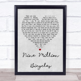 Katie Melua Nine Million Bicycles Grey Heart Song Lyric Quote Print