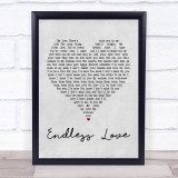 Lionel Richie & Mariah Carey Endless Love Grey Heart Song Lyric Quote Print