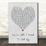 Marvin Gaye Tammi Terrell You're All I Need To Get By Grey Heart Lyric Print