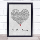 N-Dubz No One Knows Grey Heart Song Lyric Quote Print