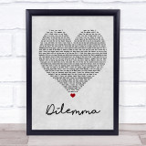 Nelly & Kelly Rowland Dilemma Grey Heart Song Lyric Quote Print