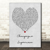 Oasis Champagne Supernova Grey Heart Song Lyric Quote Print