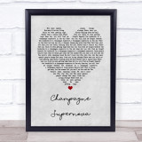 Oasis Champagne Supernova Grey Heart Song Lyric Quote Print